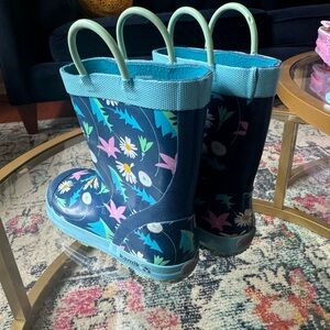 Kamik Blue Floral Kids Rain Boots